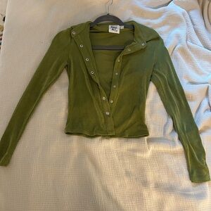 Princess Polly Green Long Sleeve Button-Up Top